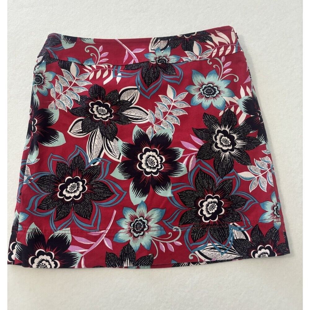Talbots Petites 10P Red Multicolor Floral Lined‎ Pencil Career Casual Skirt